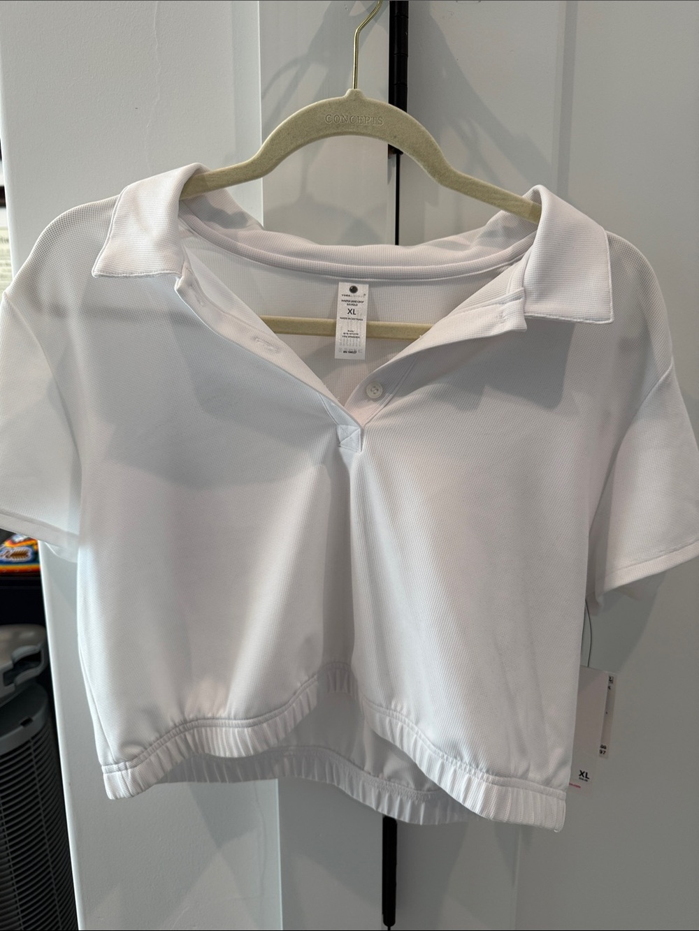 Yogalicious White Cropped Polo Top